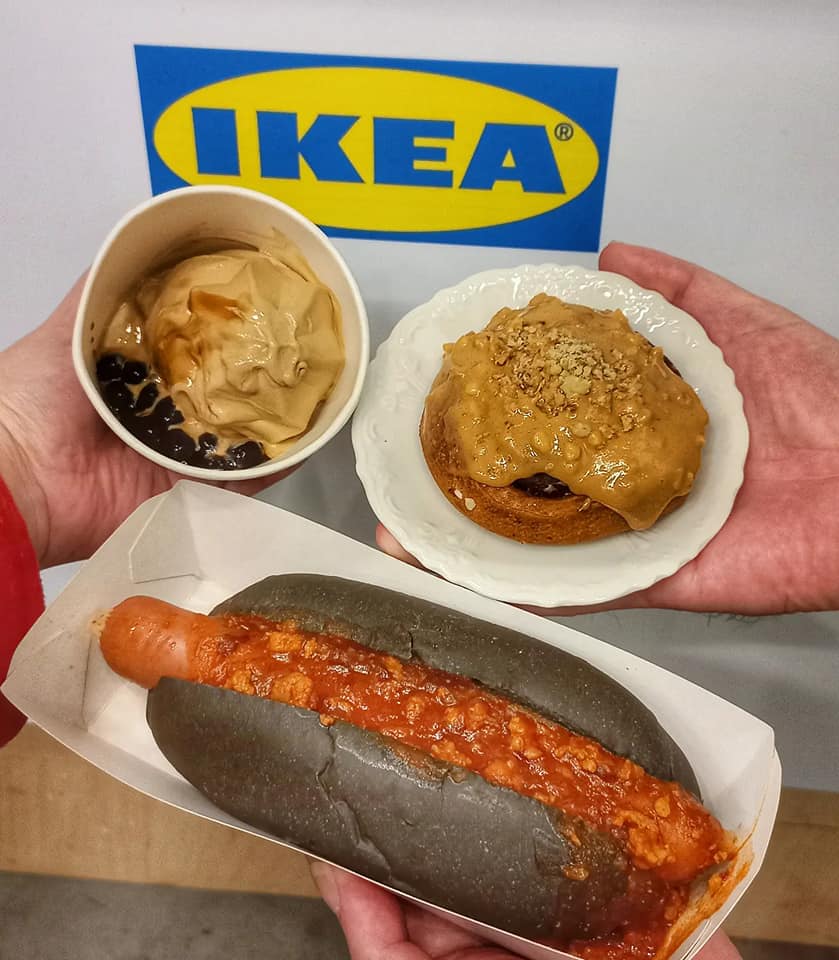 All over Taiwan/IKEA/IKEA Home Furnishings/ IKEA Food Kiosk/Bubble Tea Ice Cream/Black Hot Dog Bun/Peanut Butter Walnut Cinnamon Roll